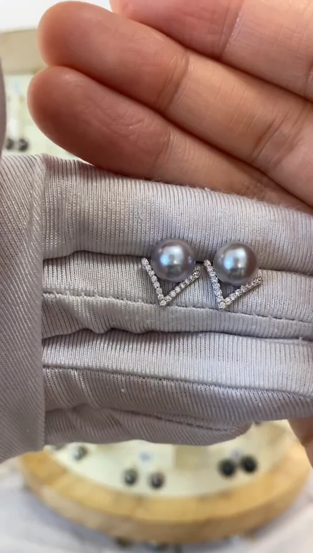 银S925镶嵌耳饰海水珍珠1