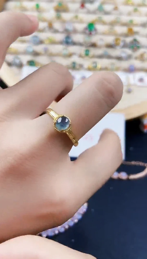 翡翠戒指银S925镶嵌123498