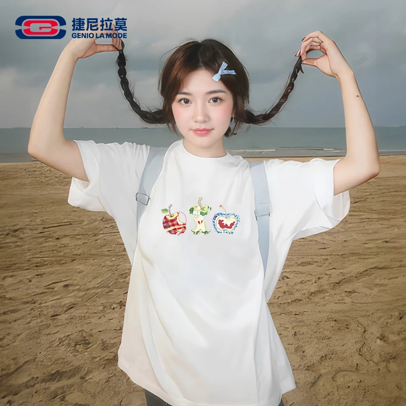 【敖瑞鹏代言】捷尼拉莫短袖t恤2025新款爆款苹果印花甜美日系上衣