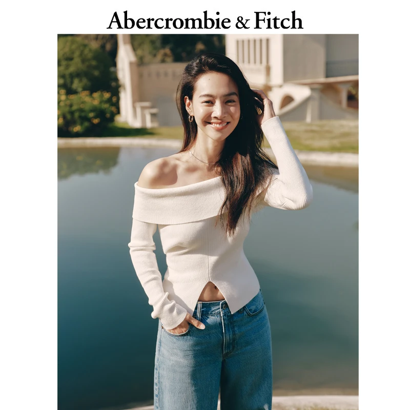 AF女装25春法式性感辣妹法式一字肩露肩针织衫上衣150-5016