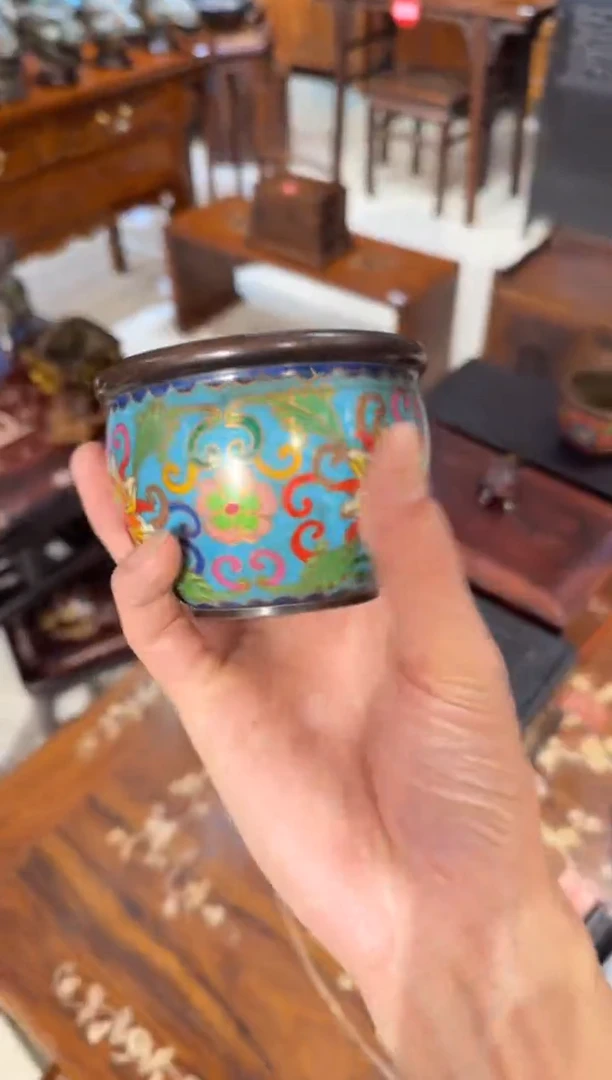 木木头款景泰蓝浅蓝色缸168