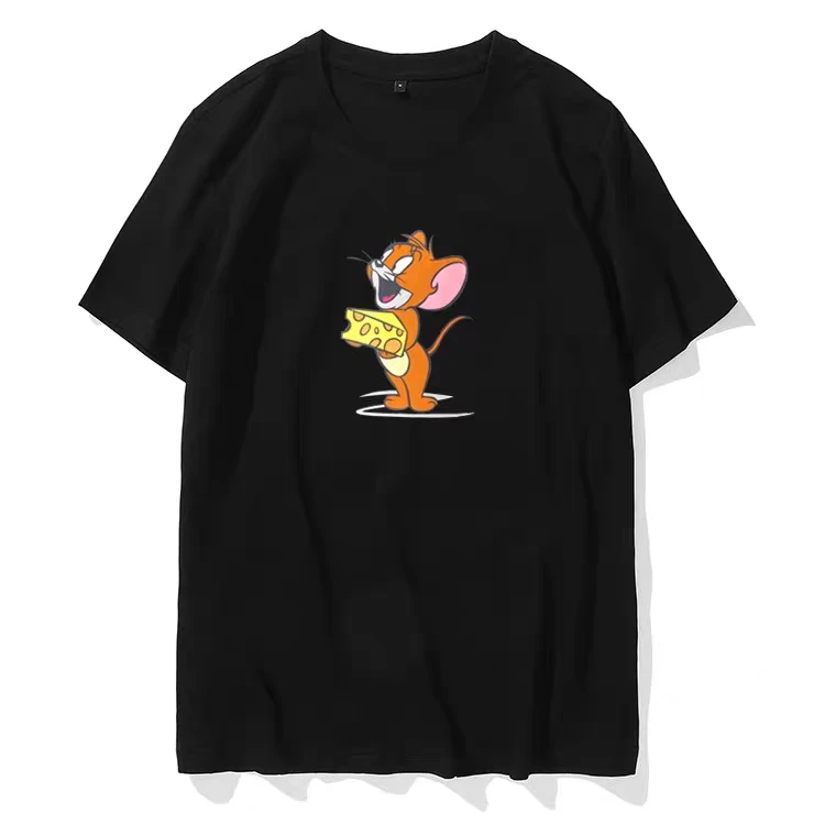 【鸟】潮牌男女文艺风卡通动漫猫和老鼠纯棉短袖t恤4997-A7-2