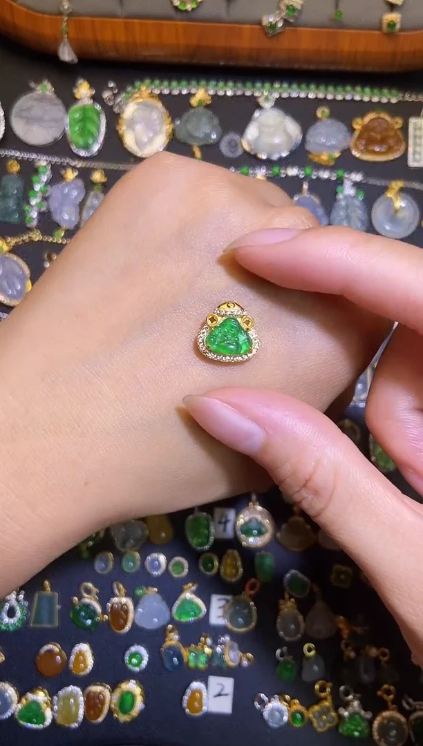 翡翠银S925镶嵌吊坠(不含链)天然A货翡翠