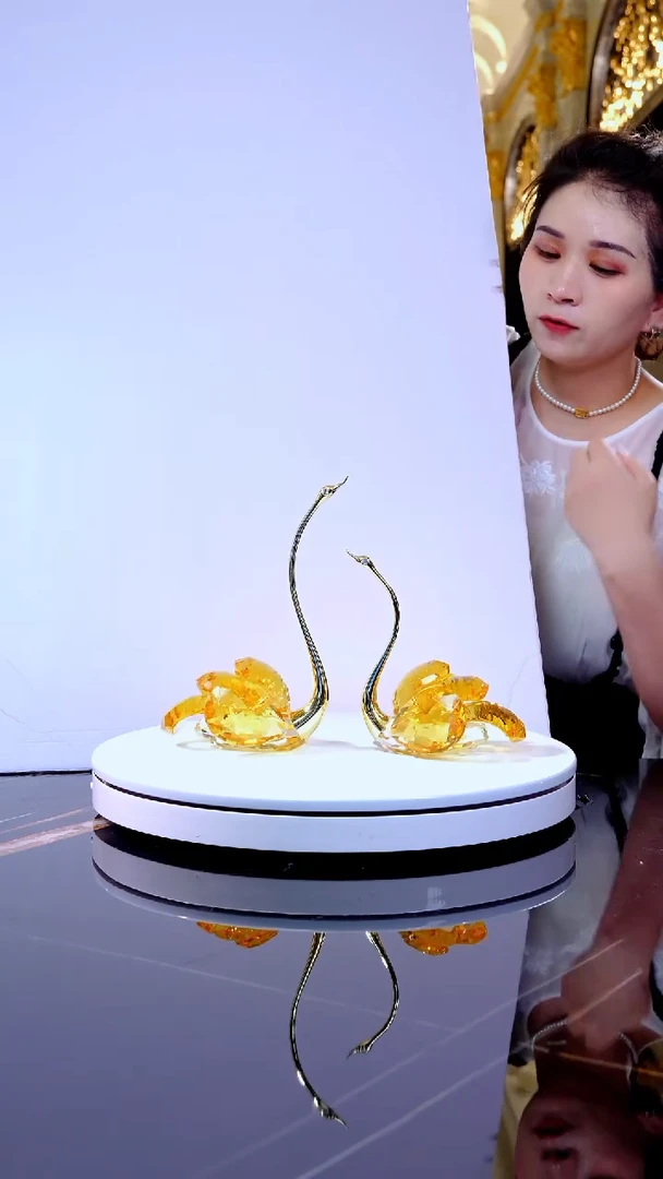琉璃摆件YB00693天鹅摆件一组