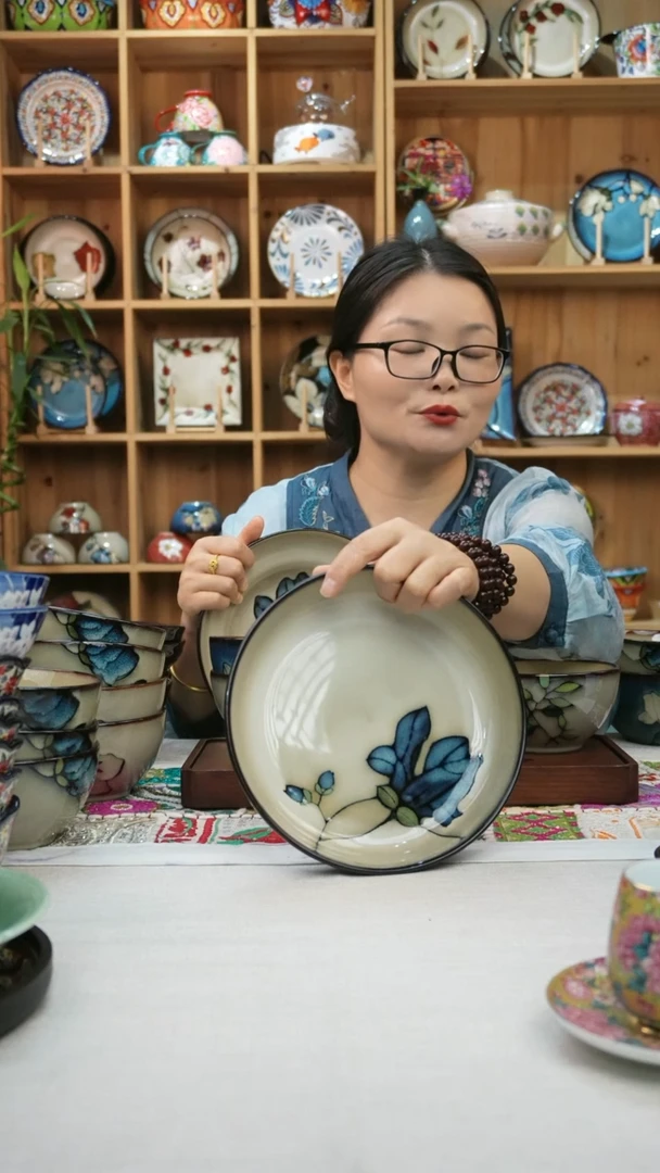 瓷片小可高温陶瓷餐具4只大深盘