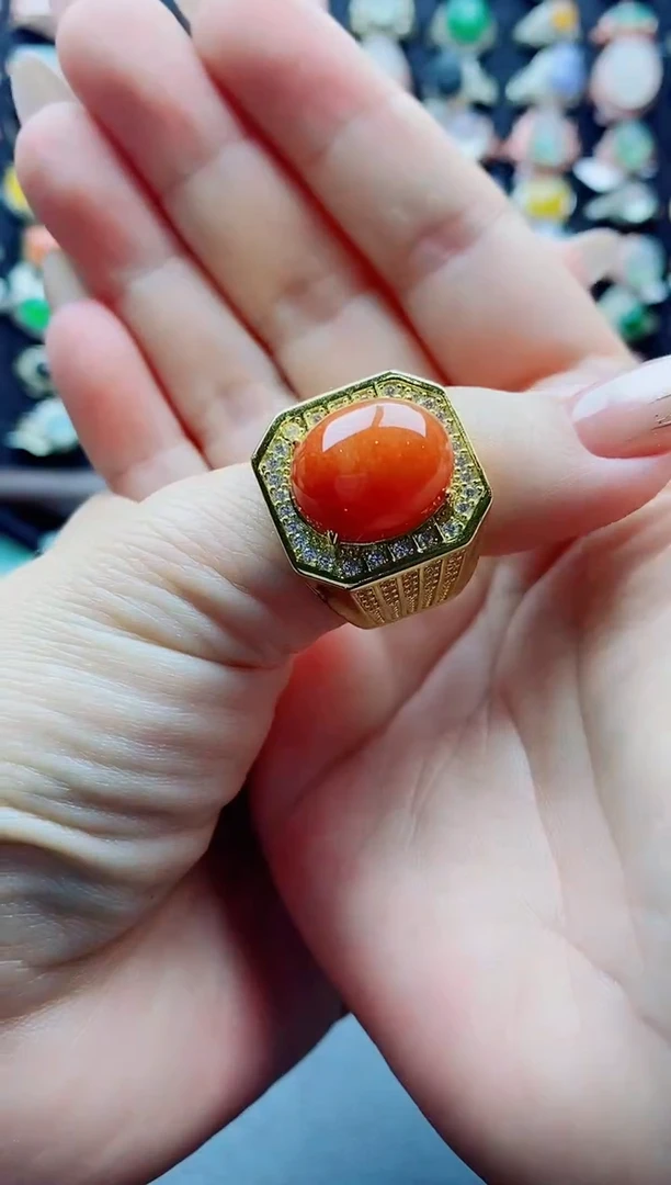 未镶嵌戒指翡翠皓*天然翡翠A货男戒