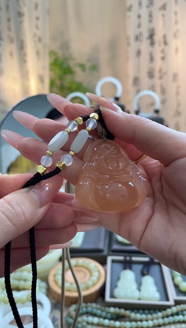 青海料糖料双面大佛公，带中国结编绳