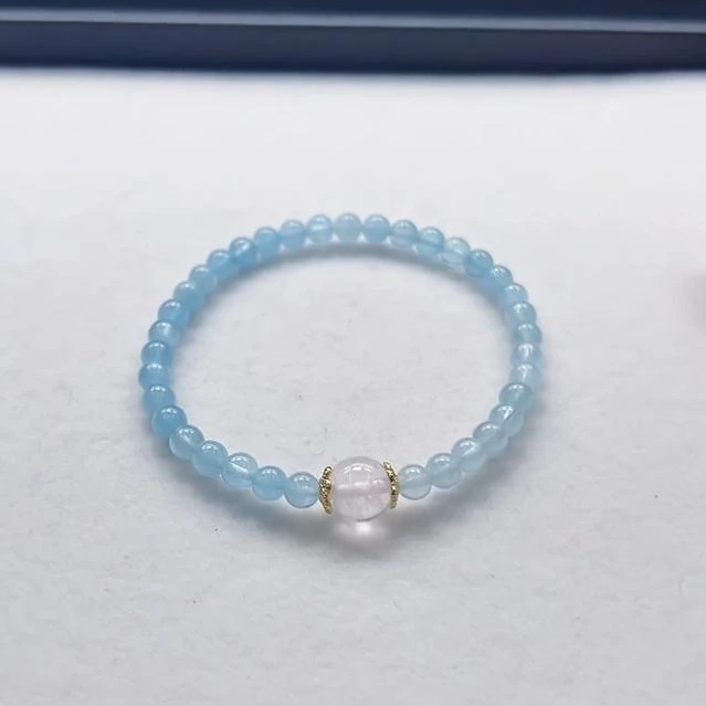 【缺货】海蓝宝粉晶手串多样性发一4mm JJT2044