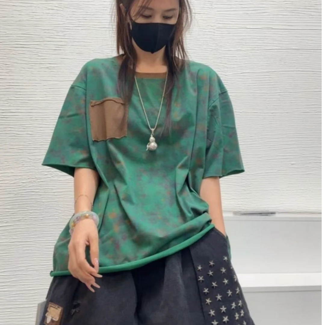 夏季新品炒色扎染休闲百搭女士短袖（90-150斤）