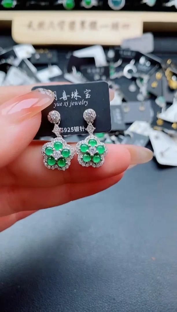 银S925镶嵌戒指翡翠1