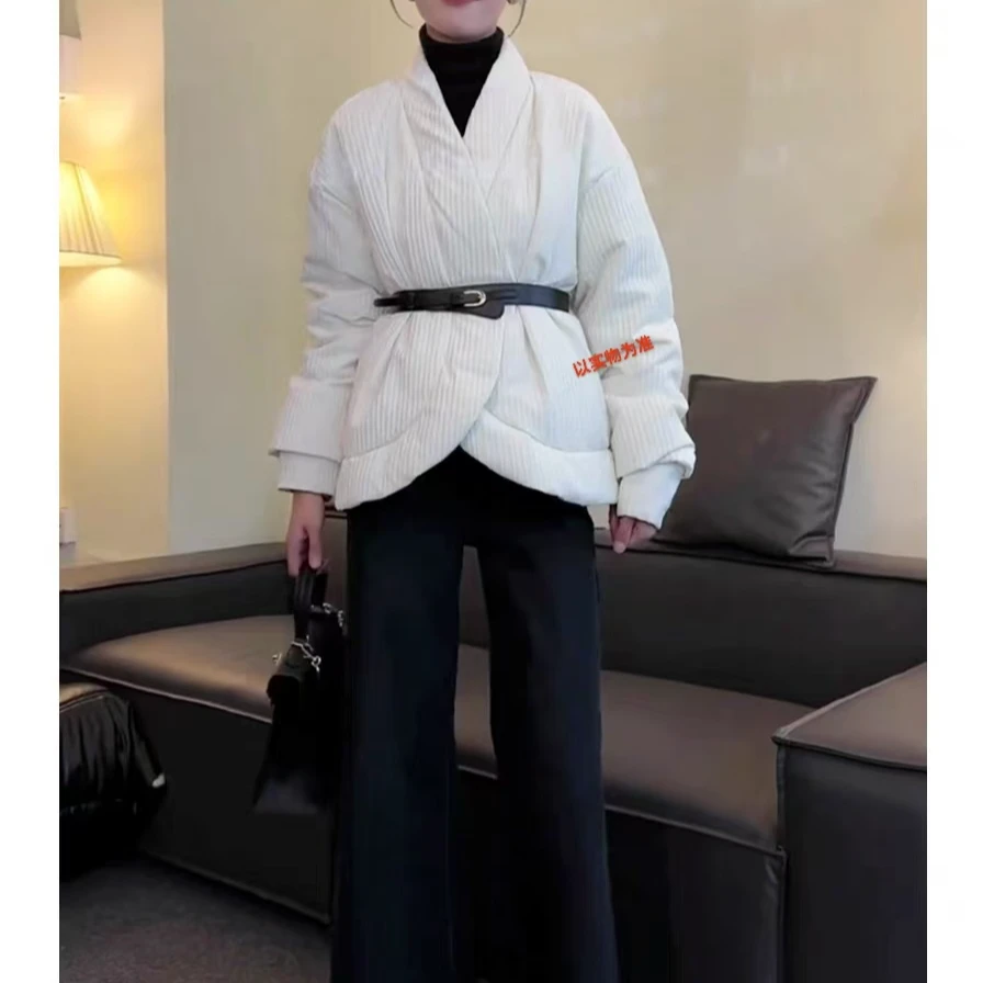 新款大V腰带外套显瘦时尚休闲宽松加厚秋冬冬季网红外套20