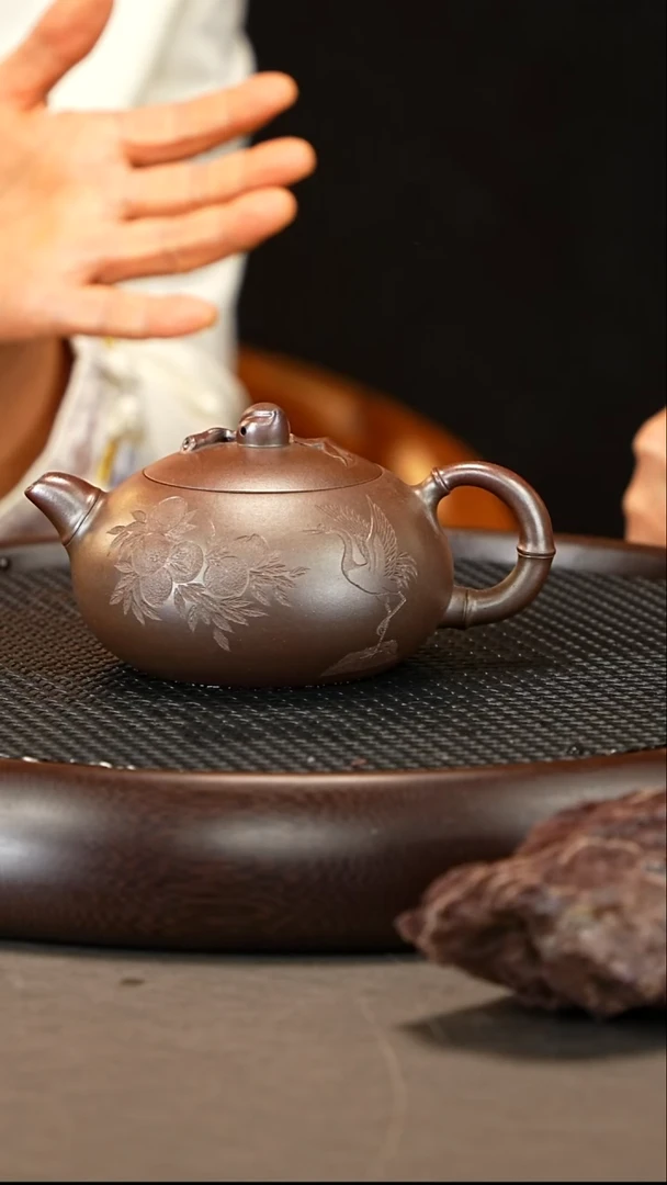 茶壶紫砂100 张彩萍 黑墩头柴烧 福桃280cc