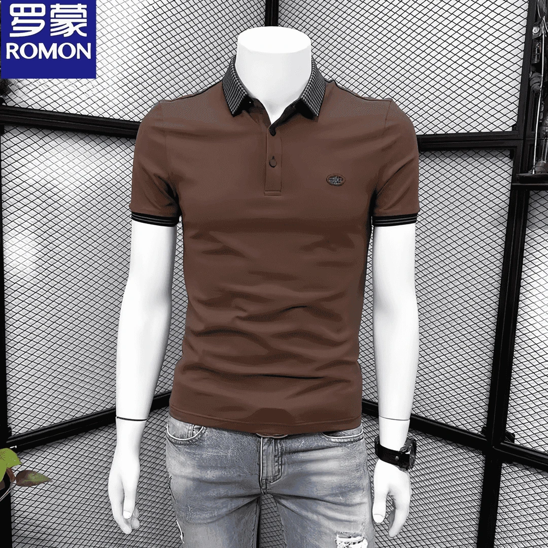 Romon/罗蒙/夏季短袖T恤男翻领时尚半袖潮流帅气POLO衫衬衣领上装