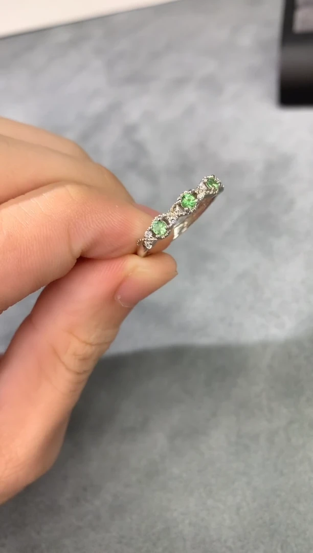 石榴石戒指银S925镶嵌D49