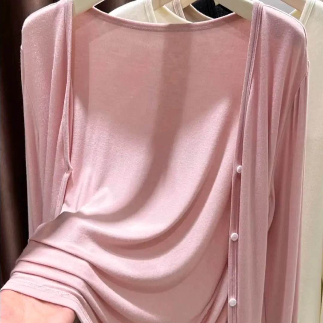 V领轻职风韩版女夏季防晒短外套家居服纯色外搭长袖百搭女士