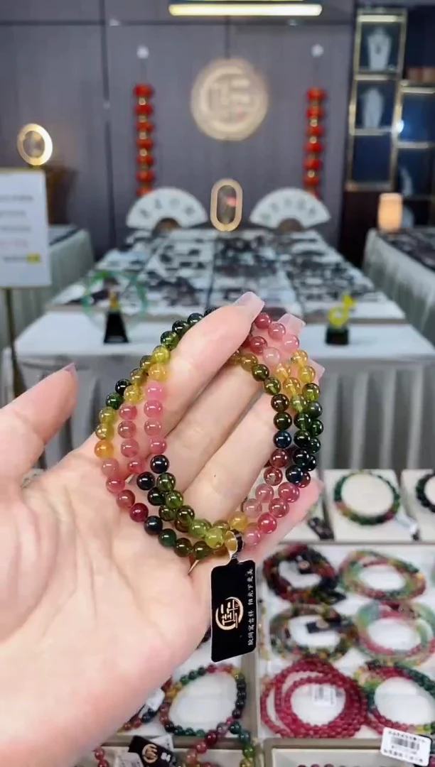 未镶嵌透体老矿碧玺三圈手串5mm+碧玺hon多样性发货一条