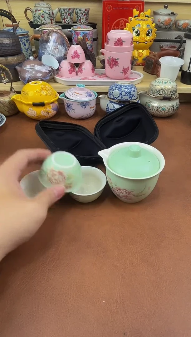 陶瓷茶具摆件旅行套组