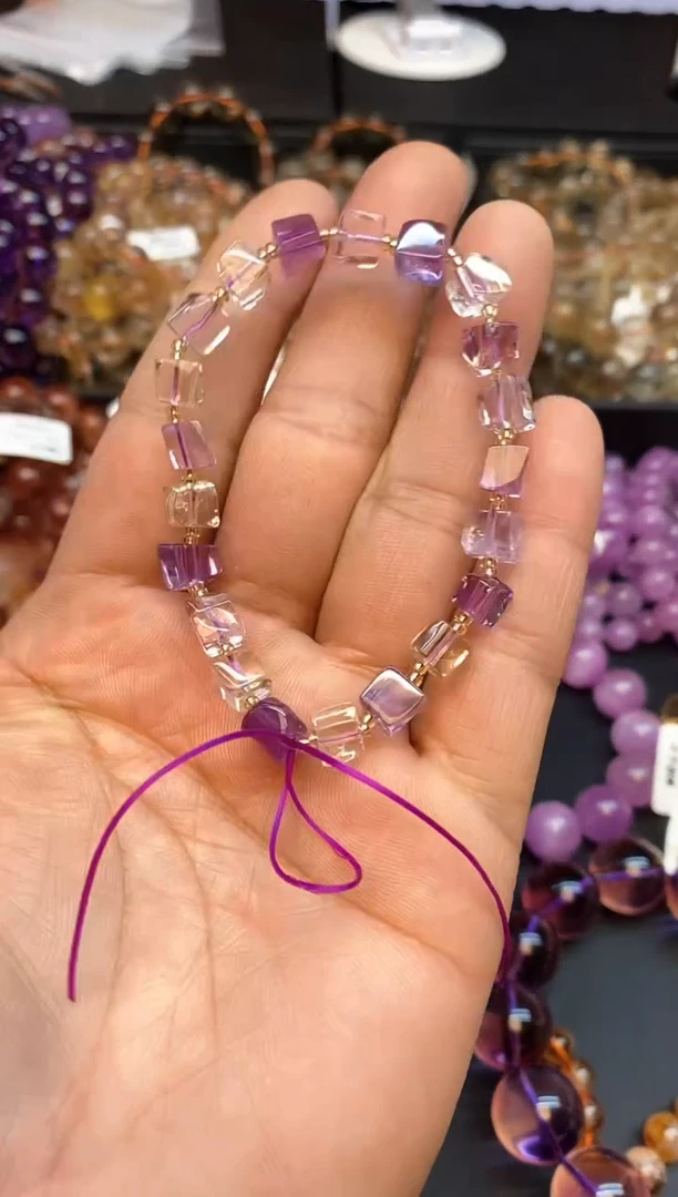 【闪购商品】水晶手链未镶嵌104 紫黄方糖