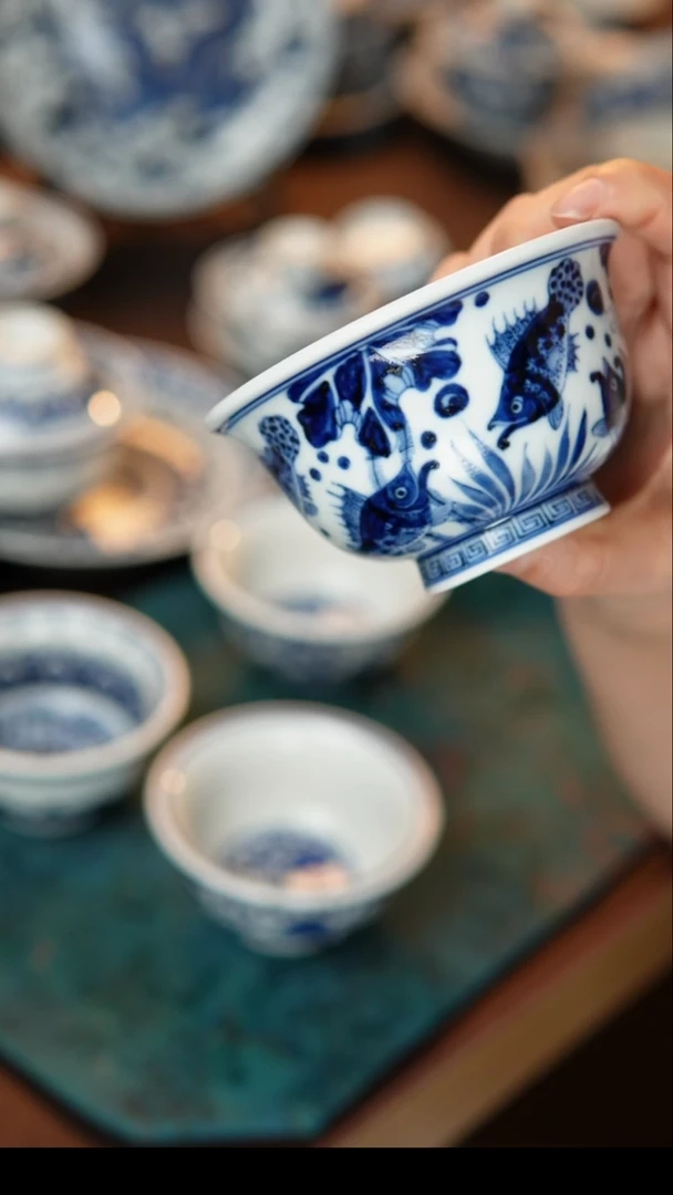 其他陶瓷满鳜鱼藻纹压手杯