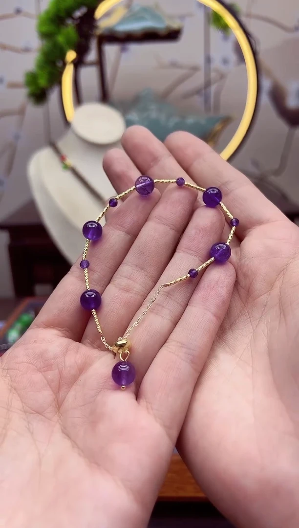 【闪购商品】紫晶颈饰14K金镶嵌s276`````