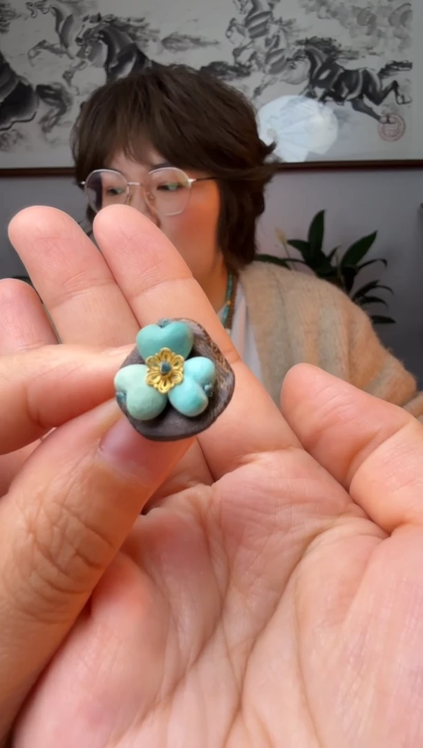 【闪购商品】绿松石卡子18K金镶嵌时尚百搭A1164