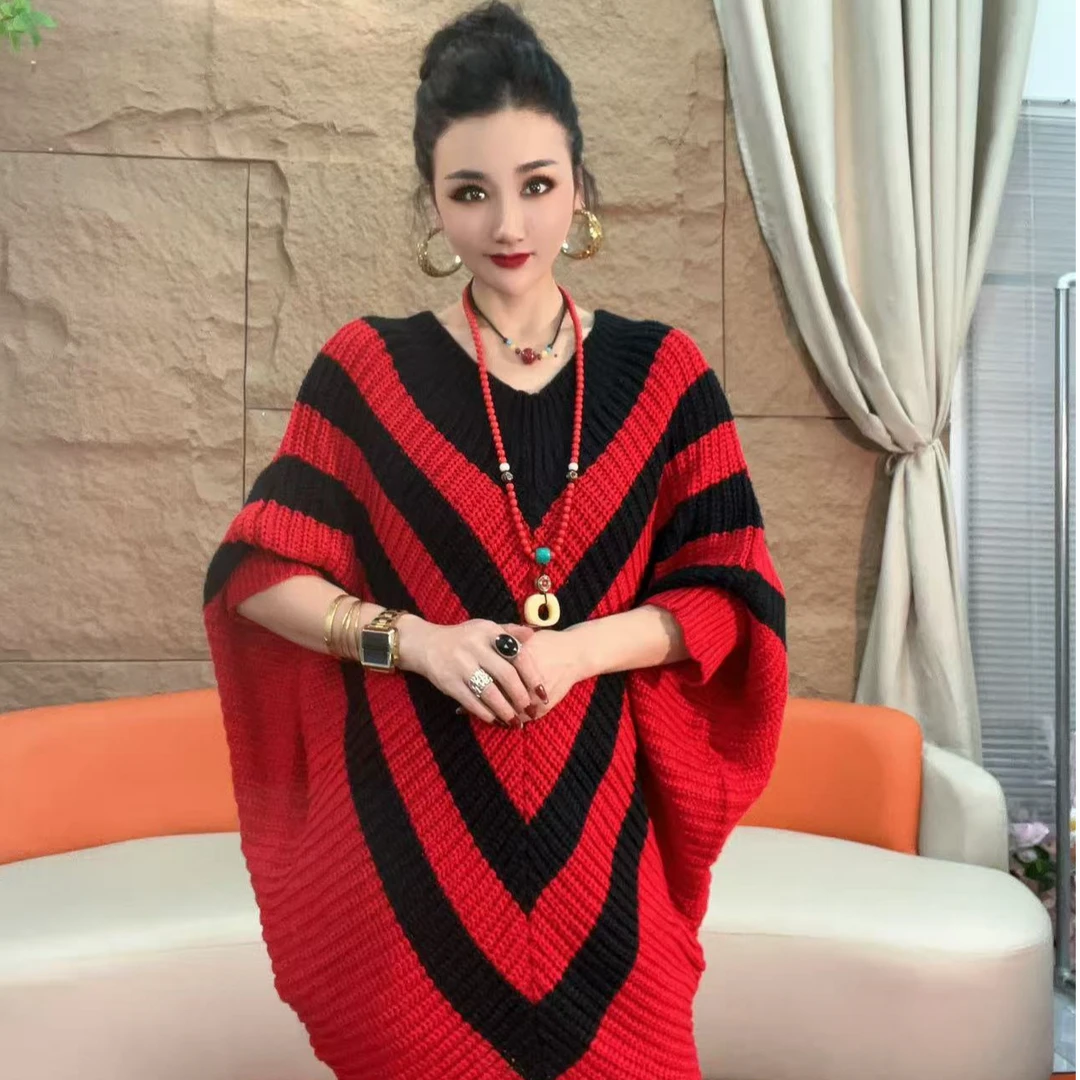 4088【凡家衣橱】时尚百搭洋气慵懒斗篷针织上衣