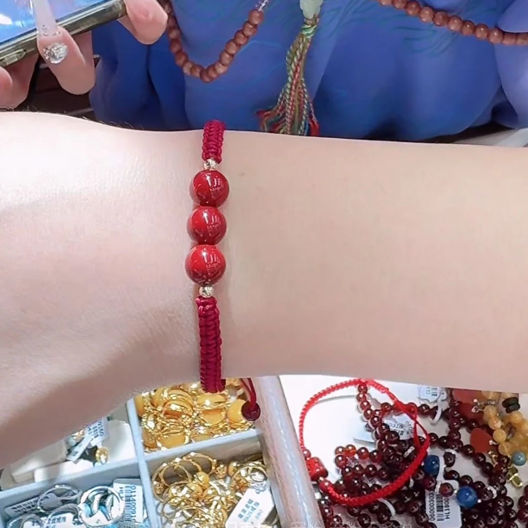 含辰砂工艺品朱砂手工编绳 男女同款手串 xm07