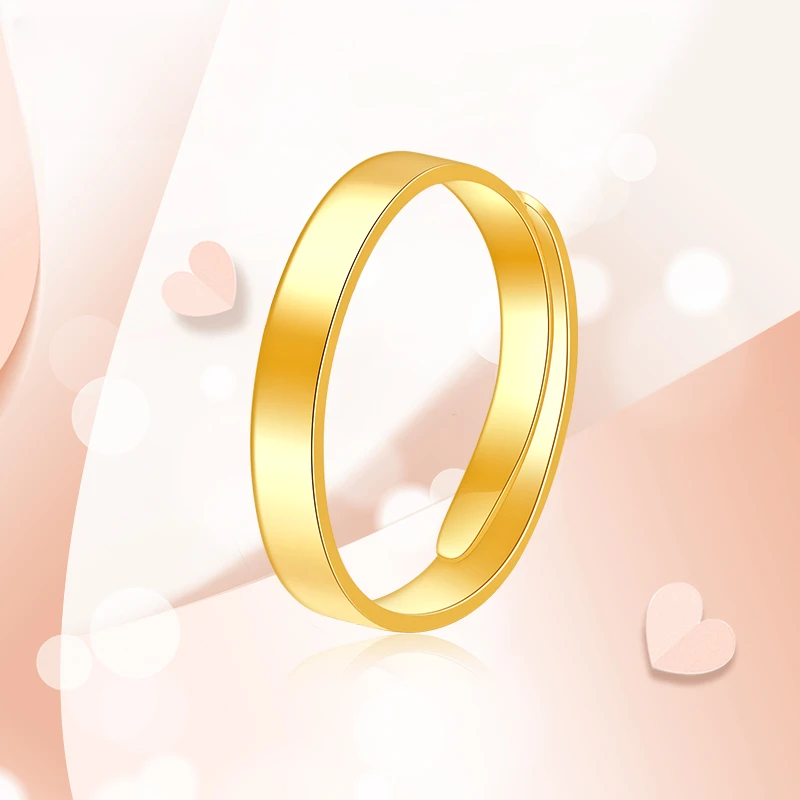 金至尊珠宝黄金素圈戒指情侣足金999婚戒活开口戒计价R124002221