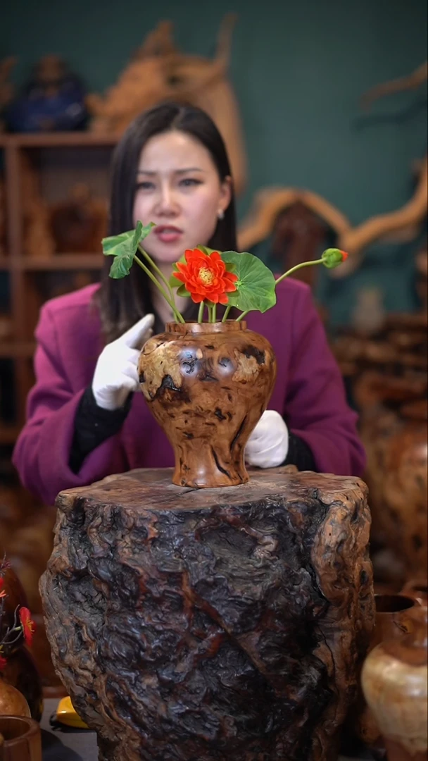 【闪购商品】枣木雷击枣木艺术花器