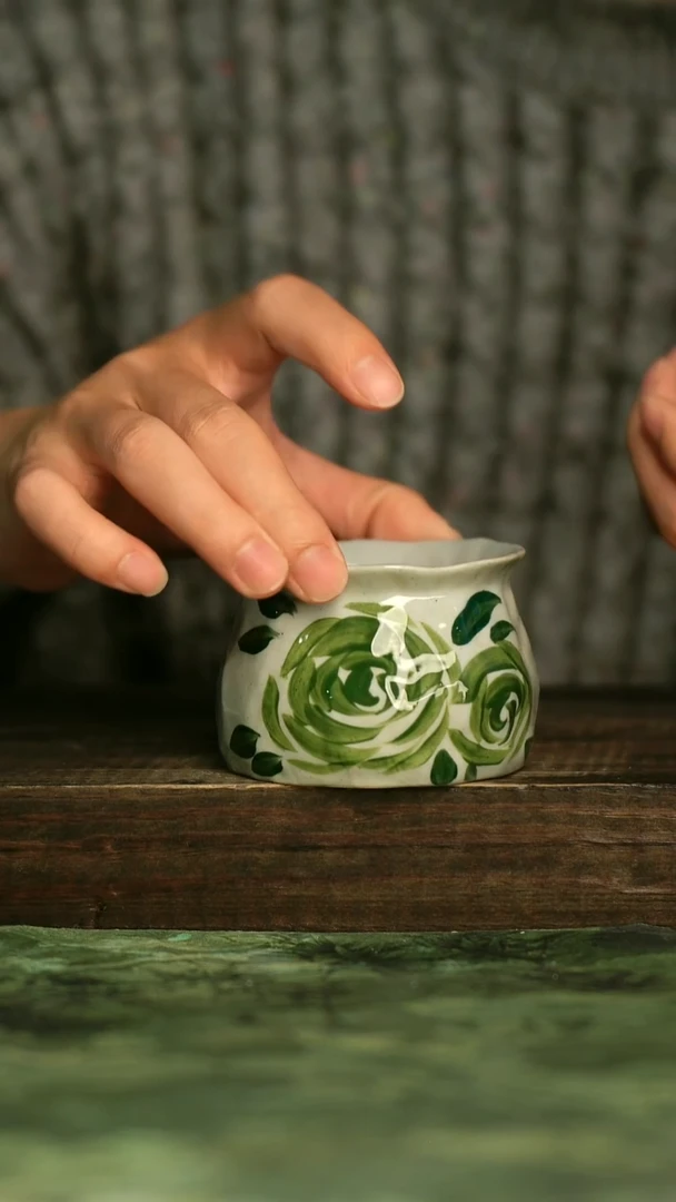 陶瓷青诗集手工手绘瓷器