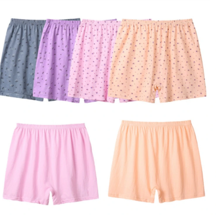 妈妈平角内裤女纯棉中老年高腰宽松大码全棉奶奶老人四角裤裤衩夏