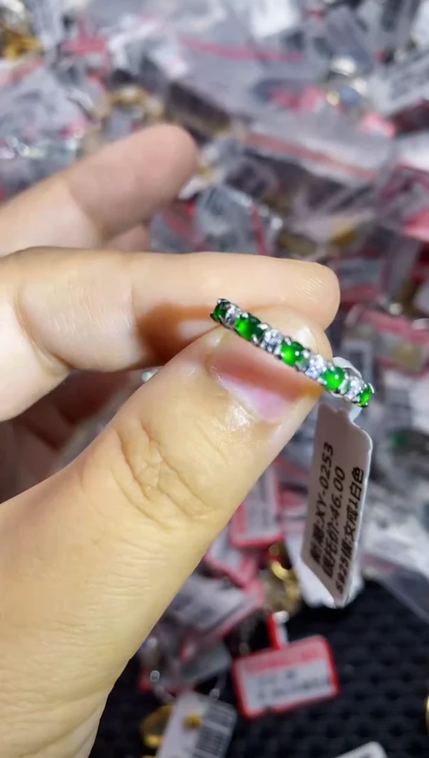 翡翠戒指银S925镶嵌222---1