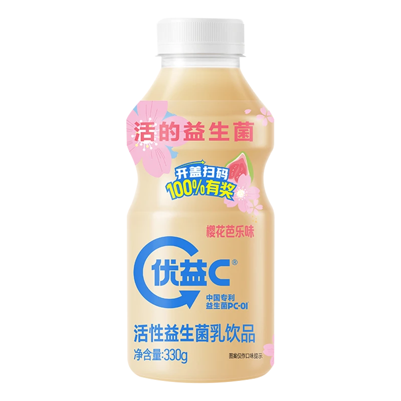 优益C活性益生菌乳饮品樱花芭乐味330g/瓶