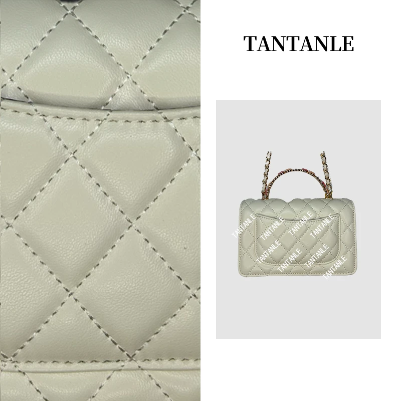 高定时尚轻奢单肩斜跨手提菱格百搭女包