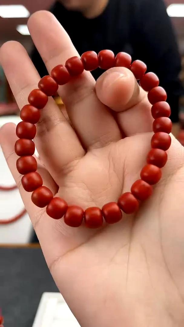 未镶嵌高品卡8南红保山锦红老型单圈南红玛瑙一件25