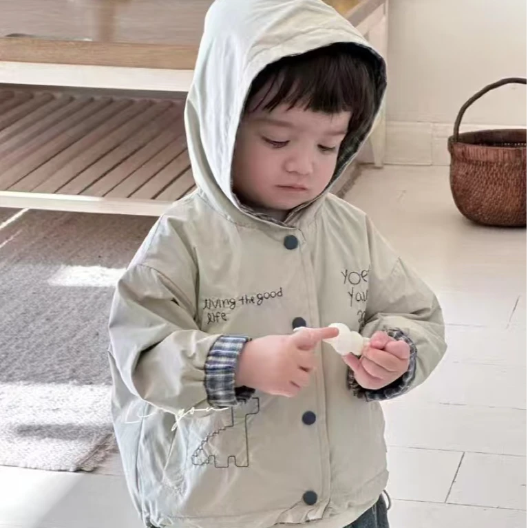 新款春装里尤双面穿恐龙外套