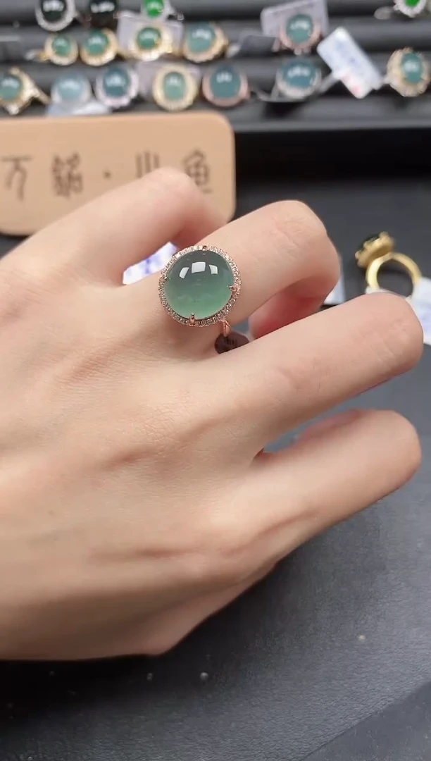 翡翠戒指银S925镶嵌55511