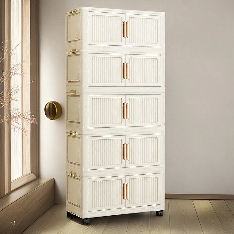 条纹折叠款收纳柜家用客厅储物柜宝宝儿童衣柜卧室整理柜