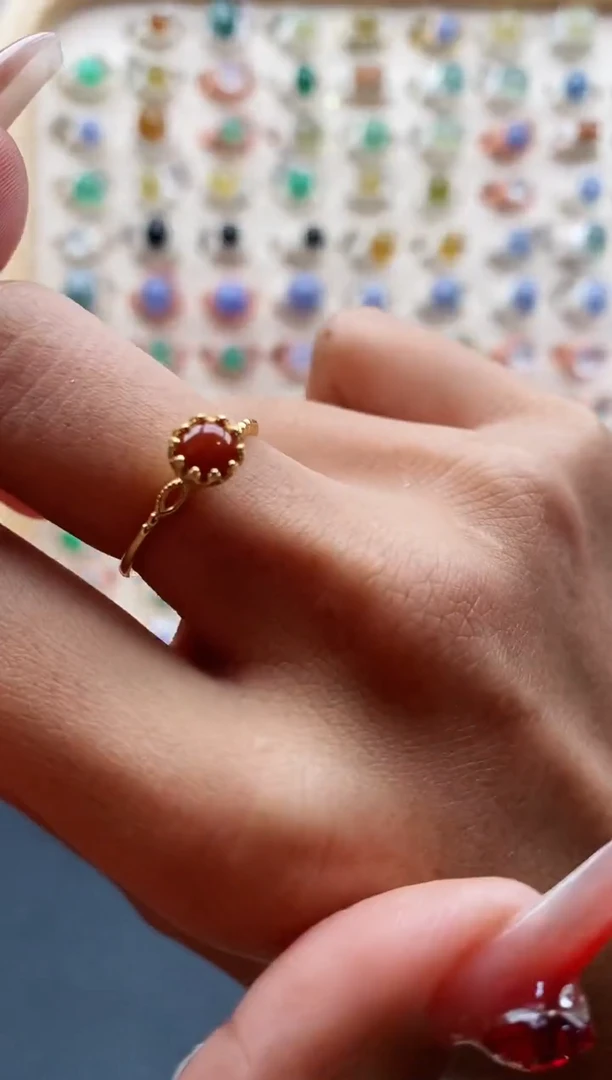 【闪购商品】翡翠戒指银S925镶嵌缅甸天然A货翡翠111 5+1