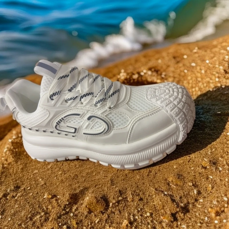 透气系带休闲鞋百搭厚底白色老爹鞋男士女鞋时尚