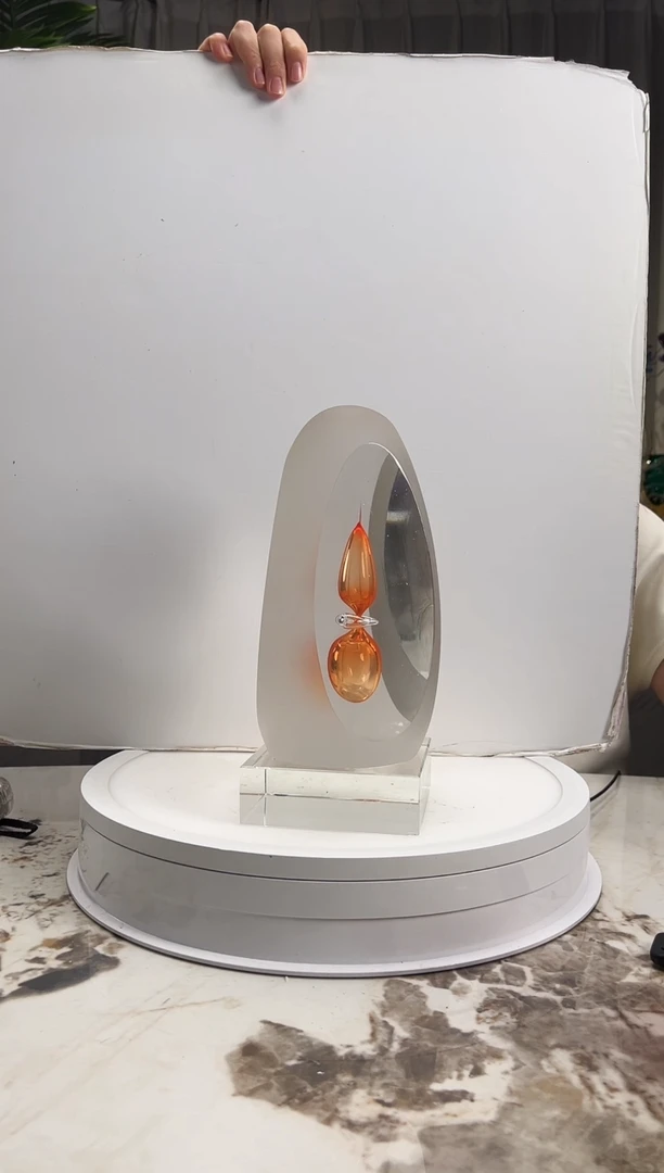 茶盏琉璃水晶摆件+底座