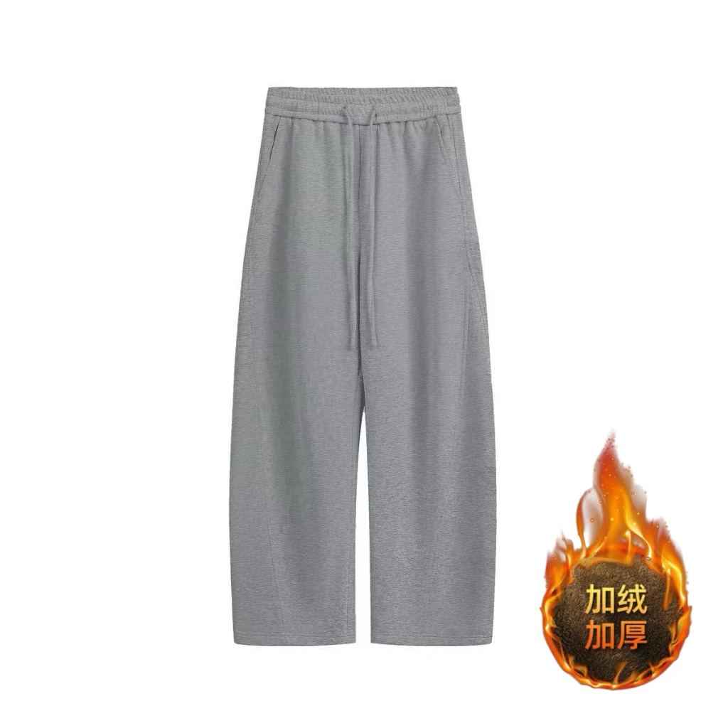 【加绒加厚】新秋冬简约弯刀宽松拖地阔腿裤百搭长裤显瘦运动卫裤
