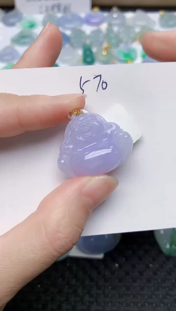 翡翠18K金镶嵌颈饰天然翡翠A货