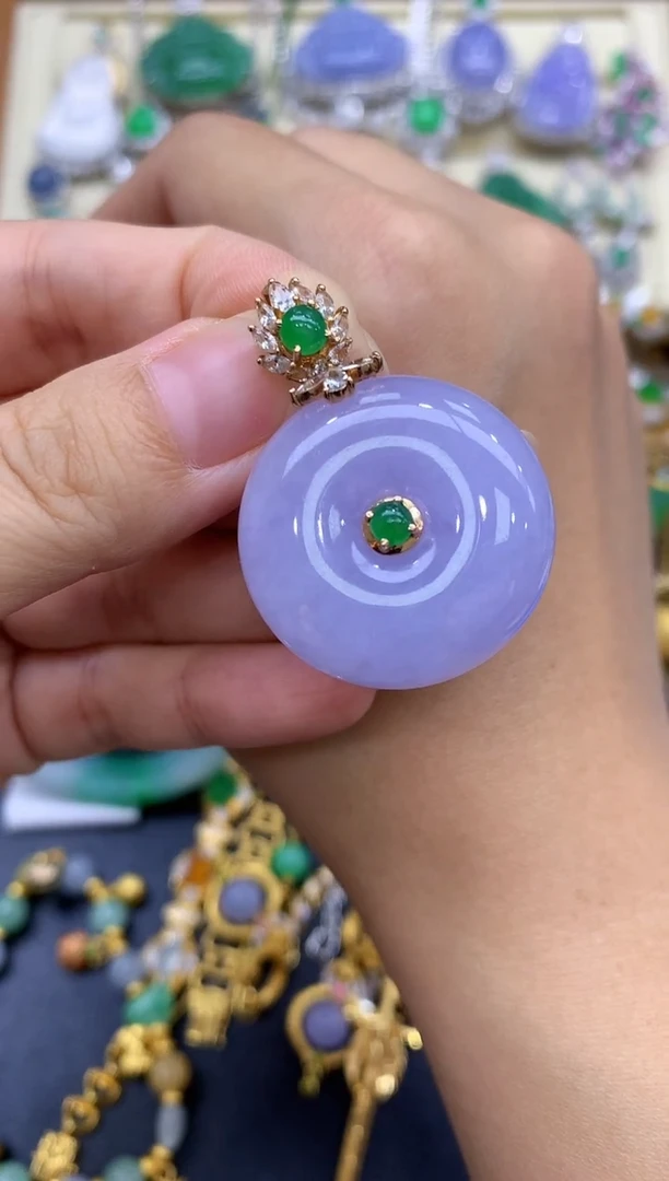 翡翠18K金镶嵌颈饰519-中国好珍宝