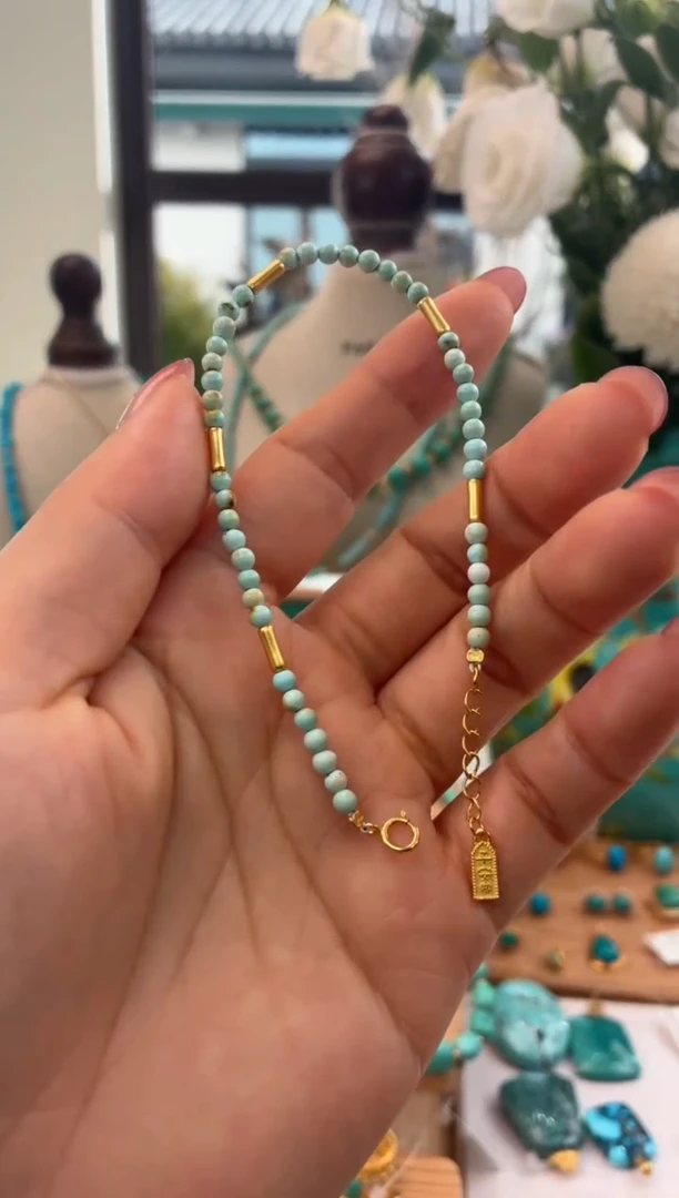 银S925镀金镶嵌绿松石手链多样性发货