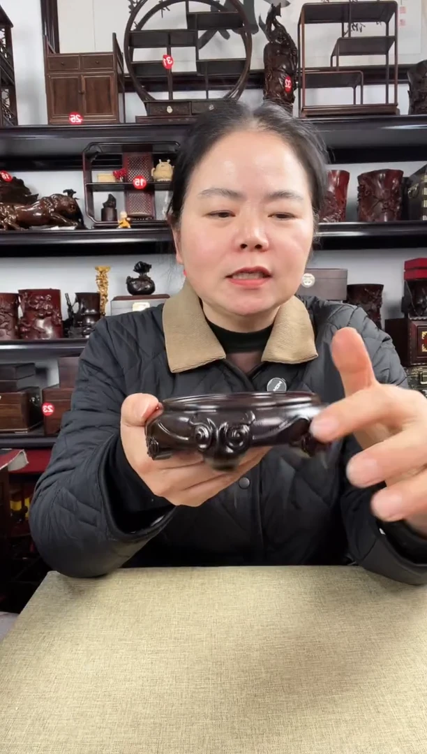 木羊头底座老李红木工艺品
