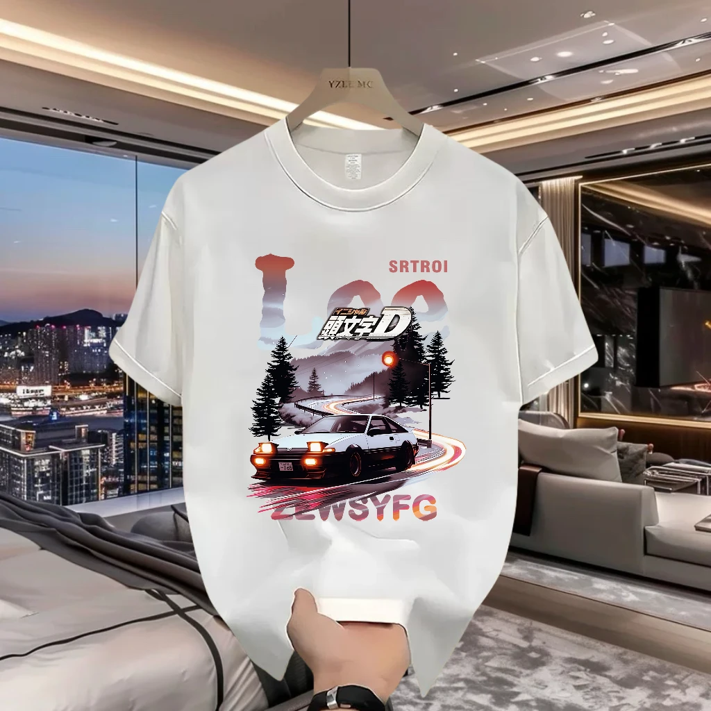 2025新款潮牌男士纯棉短袖t恤头文字D情怀男圆领上衣潮牌潮流印花