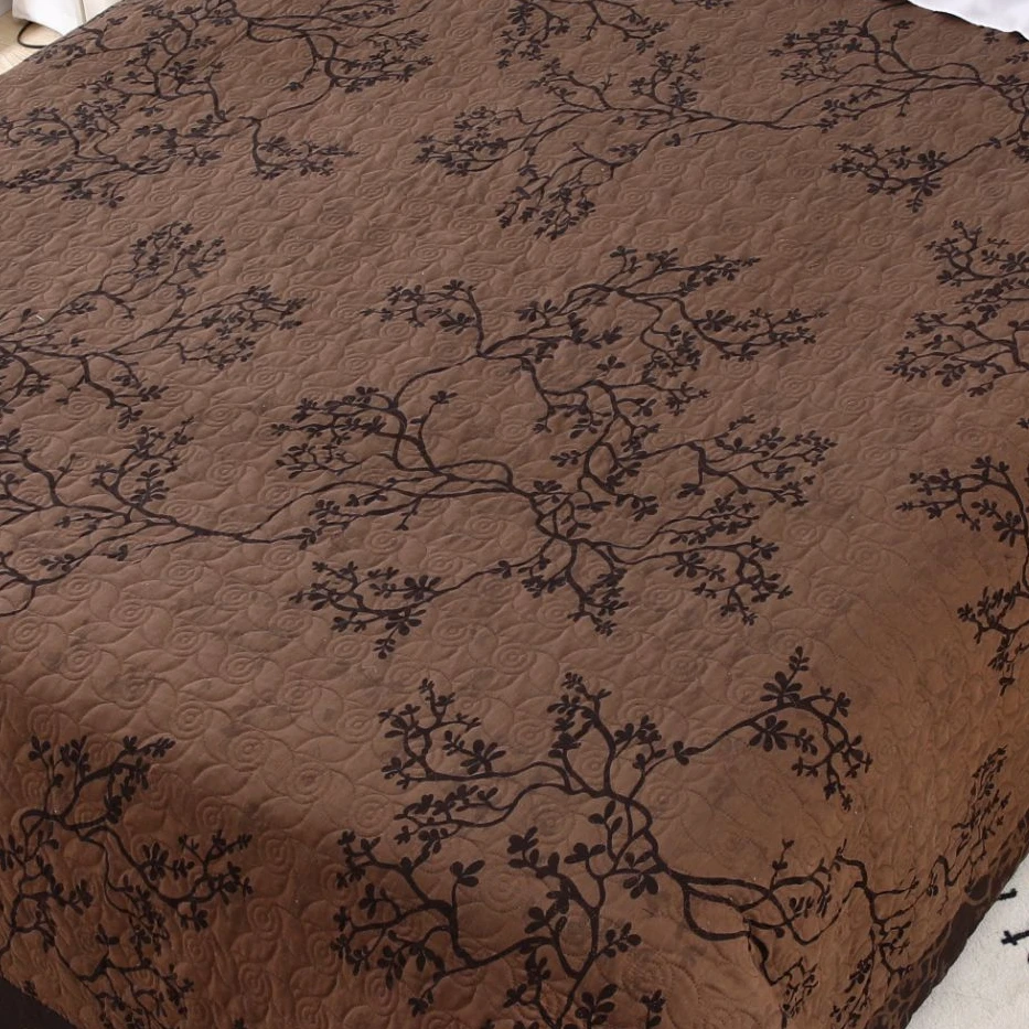 WY（温阳纺织）高档防滑加厚中古国风美拉德咖色 茶寂咖床盖