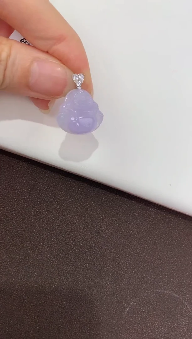 翡翠18K金镶嵌吊坠(赠链)天然缅甸A货翡翠