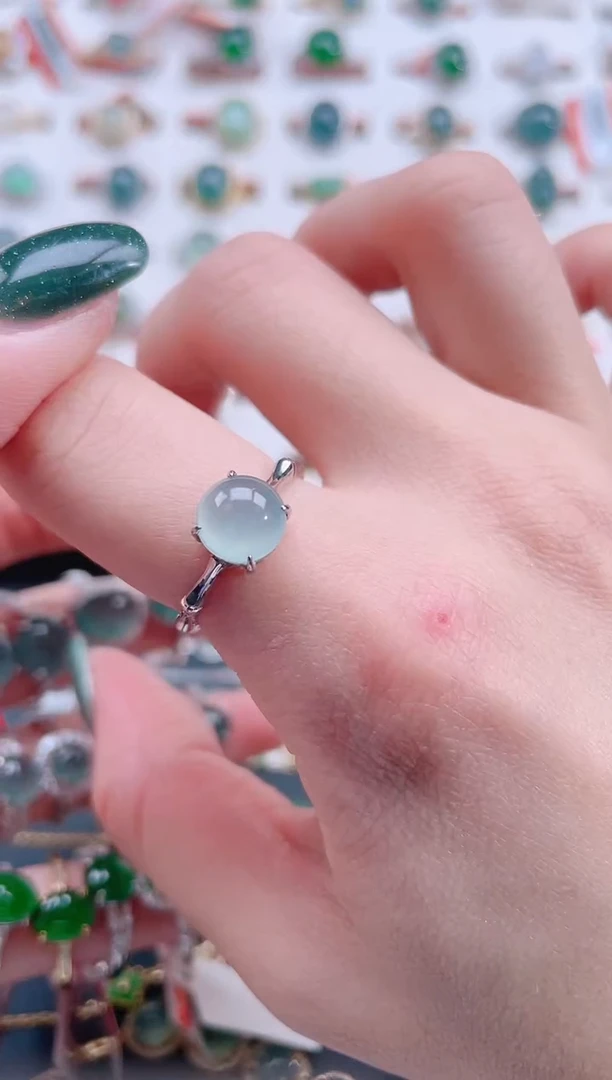 银S925镶嵌戒指翡翠天然翡翠